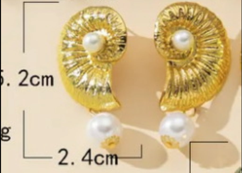 Women Anti Tarnish snail design gold plated earring