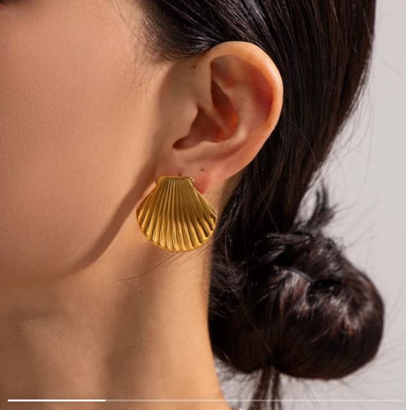 Anti tarnish Gold plated shell shape Stud earring