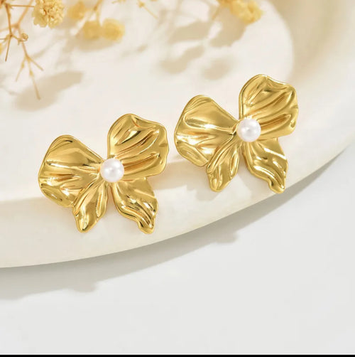 Gold plated Anti tarnish bow design Earring