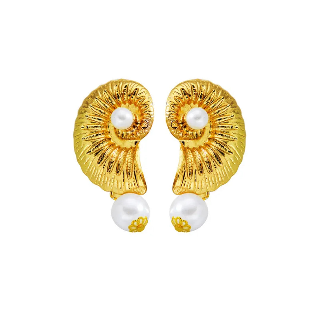 Women Anti Tarnish snail design gold plated earring